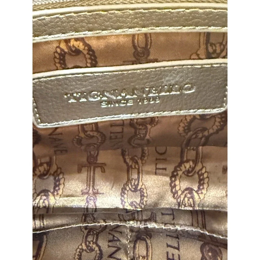 Tignanello Metallic Gold 100% Pebbled Genuine Leather Hobo Crossbody Metallic
